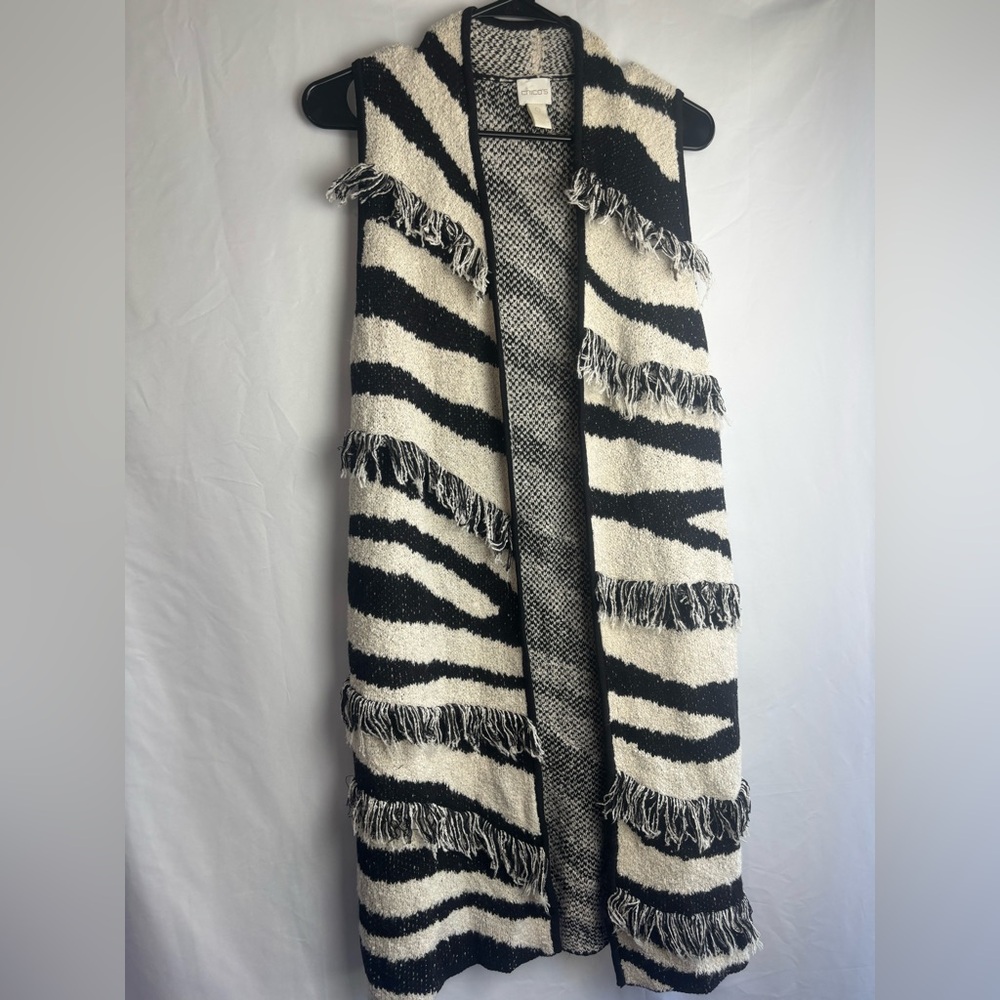 Chico’s 
Zebra fringe Anne vest sweater - Picture 2 of 7
